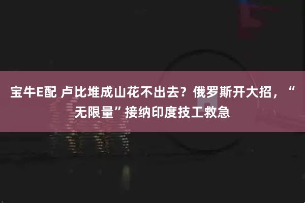 宝牛E配 卢比堆成山花不出去？俄罗斯开大招，“无限量”接纳印度技工救急